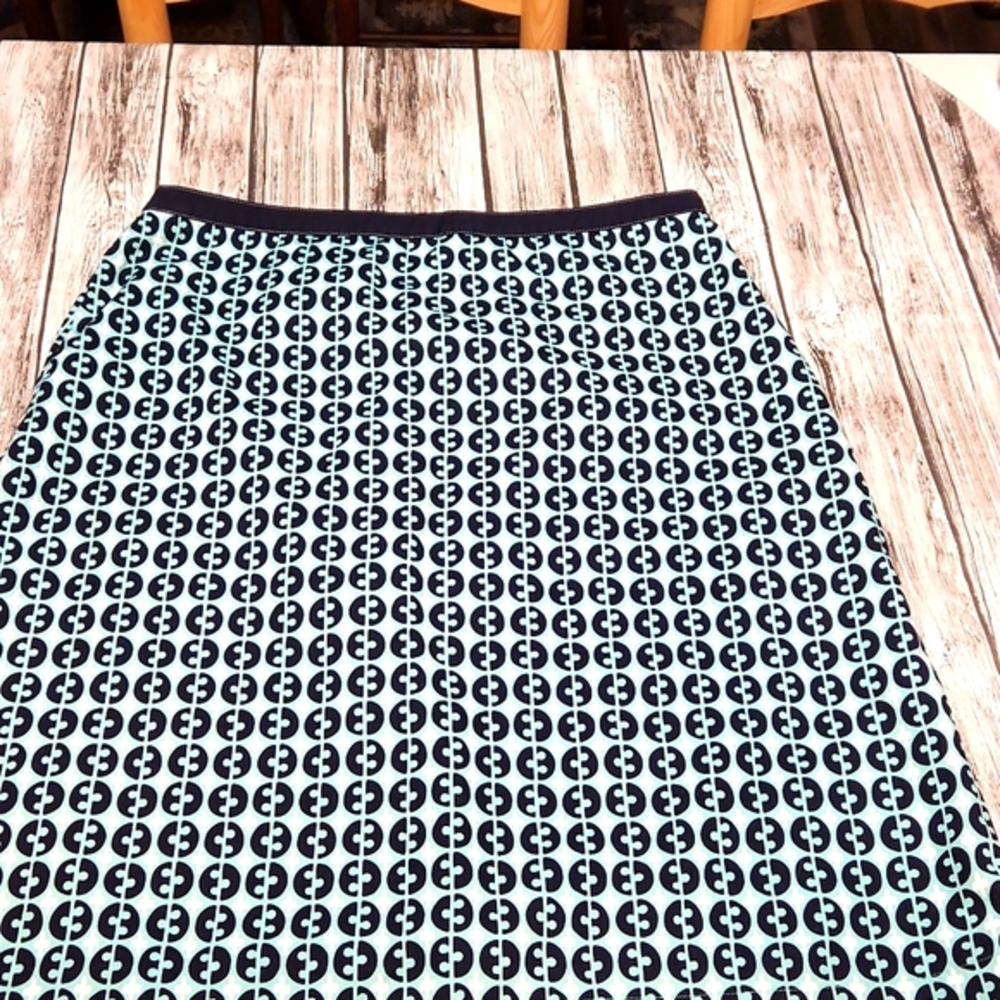 Boden blue printed‎ geometric floral print a line skirt size 8R